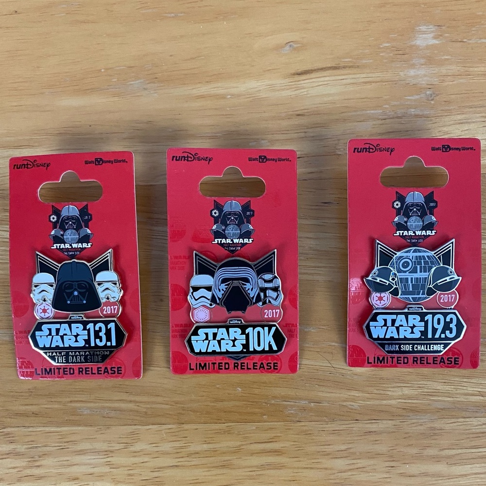 RunDisney Star Wars Dark Side Half Marathon 2017 Limited Release 3 Pin Set